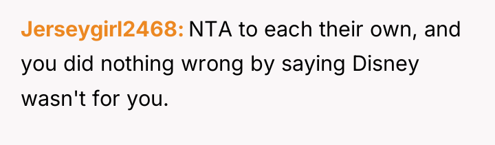 Jerseygirl2468 NTA to each their own, and you did nothing...