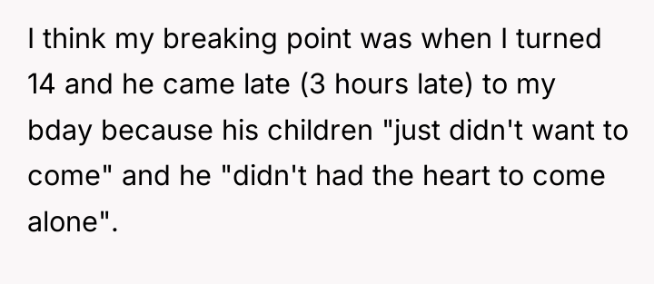 I think my breaking point was when I turned 14...