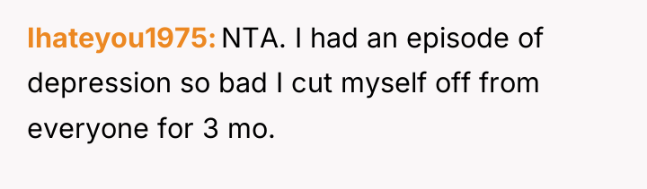 Ihateyou1975 NTA. I had an episode of depression so bad...