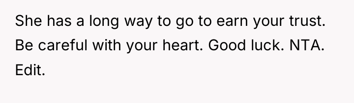 She has a long way to go to earn your...