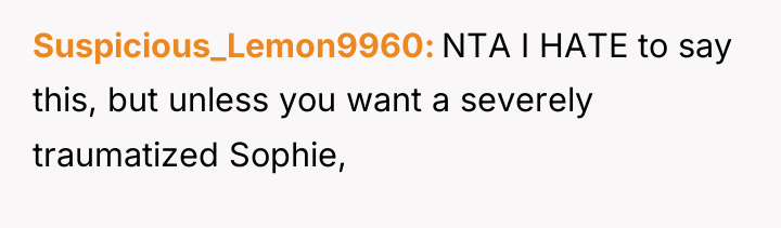 Suspicious_Lemon9960 NTA I HATE to say this, but unless you...