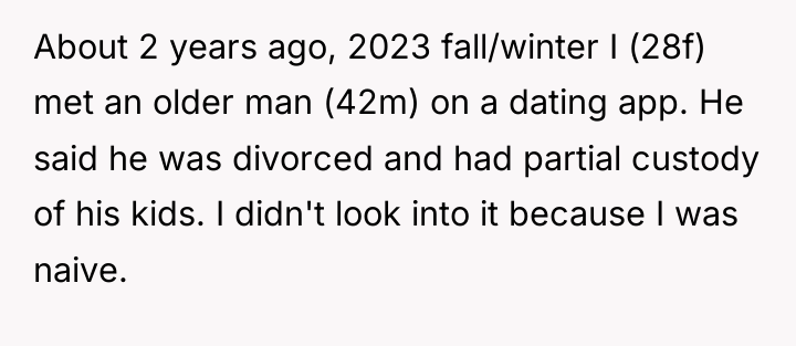 About 2 years ago, 2023 fall/winter I (28f) met an...