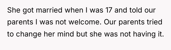 She got married when I was 17 and told our...