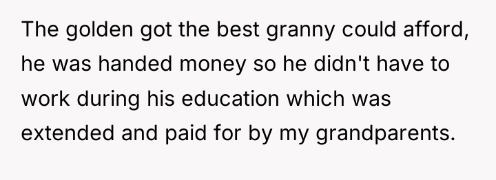 The golden got the best granny could afford, he was...