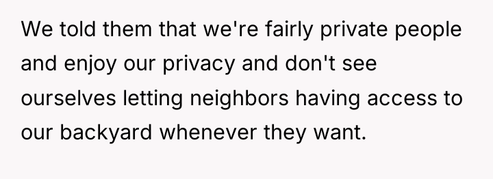 We told them that we're fairly private people and enjoy...