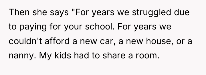 Then she says "For years we struggled due to paying...