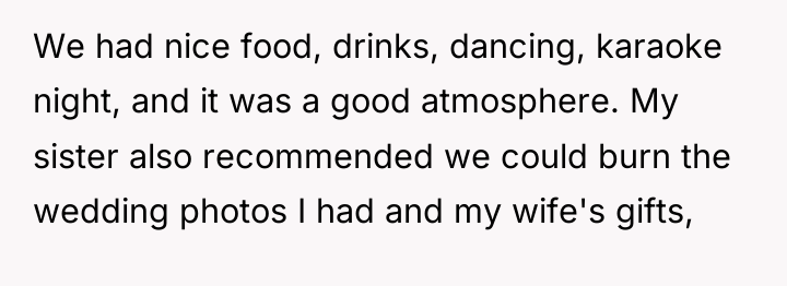 We had nice food, drinks, dancing, karaoke night, and it...