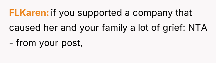 FLKaren if you supported a company that caused her and...