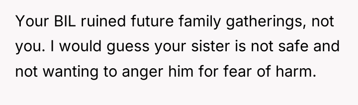 Your BIL ruined future family gatherings, not you. I would...