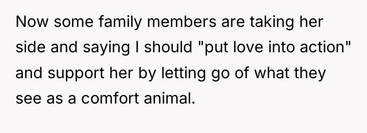 Now some family members are taking her side and saying...