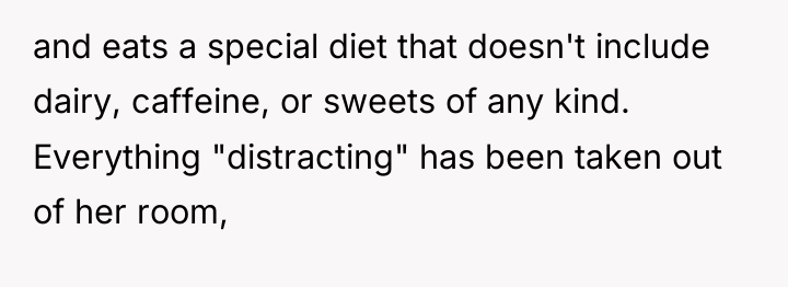 and eats a special diet that doesn't include dairy, caffeine,...