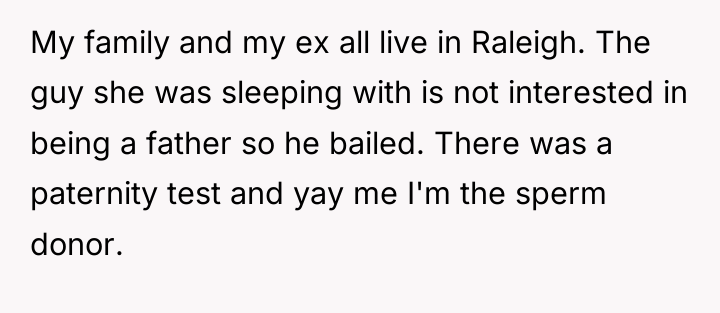 My family and my ex all live in Raleigh. The...