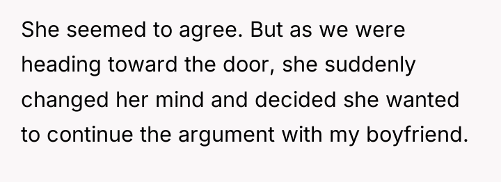 She seemed to agree. But as we were heading toward...