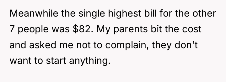 Meanwhile the single highest bill for the other 7 people...