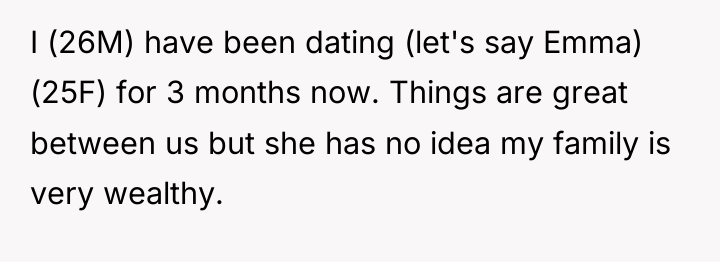 I (26M) have been dating (let's say Emma) (25F) for...